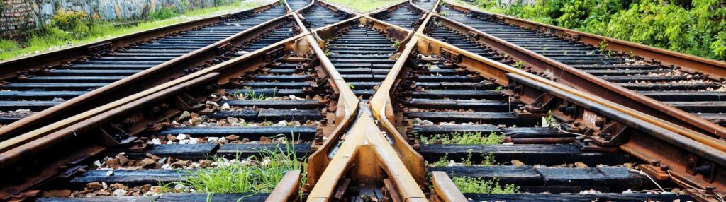A crossing between two railroad tracks