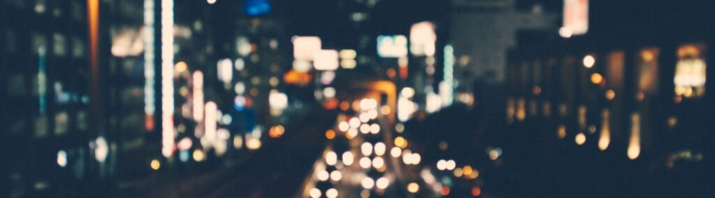 A cityscape at night